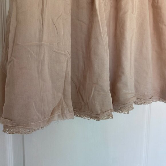 JOIE Silk & Cotton Beige Lace Trim Raw Hem Oatmeal Cottagecore Boho Skirt S - Picture 4 of 5